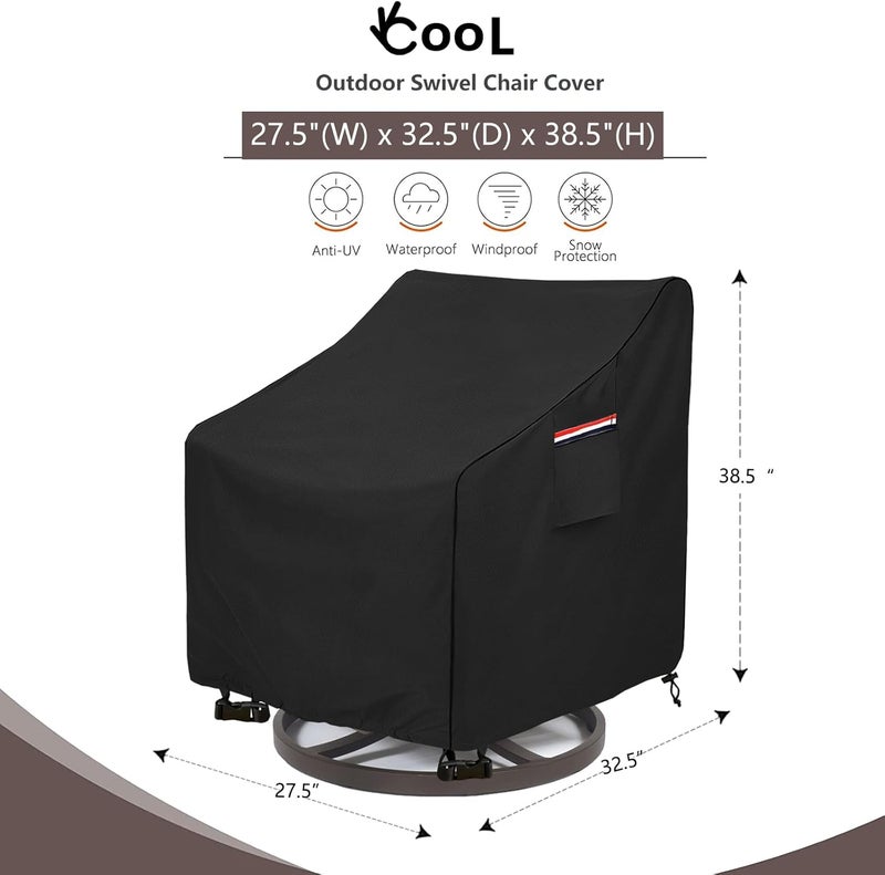 okcool Outdoor Swivel Chair Cover 2 Pack,Outdoor Furniture Patio Chair Covers Waterproof Clearance,(27.5"W x 32.5"D x 39"H) Outdoor Lawn Patio Furniture Covers,Black - Image 2